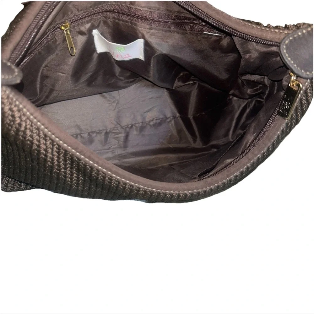 Brown Woven Fabric Shoulder Bag Purse Y2K Fashion‎ Handbag Stylish